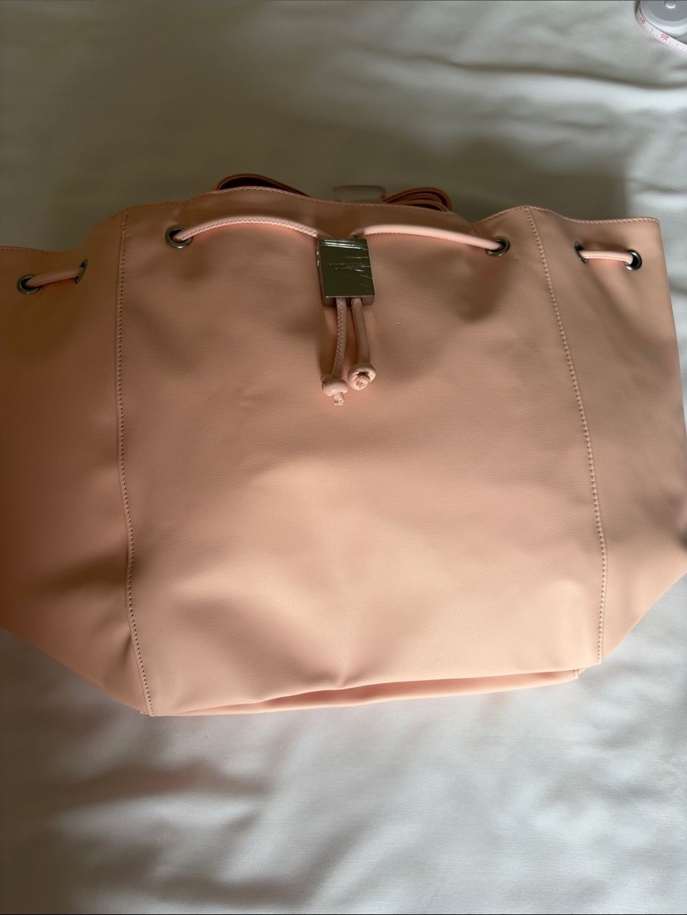 Classic Drawstring Tote Bag in Blush Pink